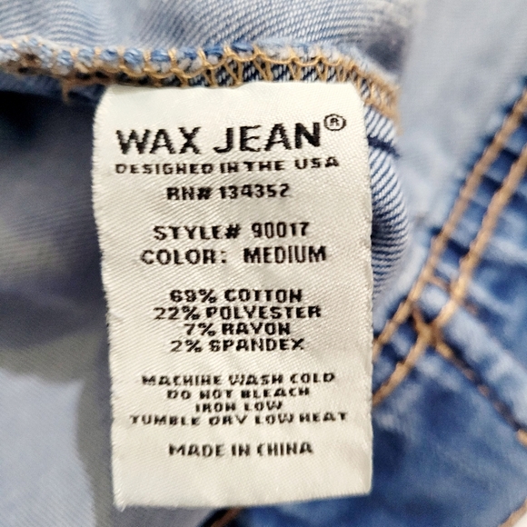 Wax Jean Trucker Denim Jacket Womens Size Medium Stretch Cropped Medium Wash - Picture 10 of 12